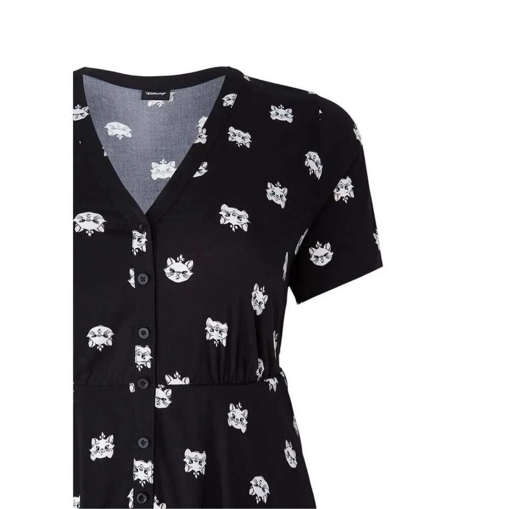 Torrid Disney Plus Size 4X Shirt Dress Midi The Aristocats‎ Black Challis 269 - Picture 7 of 16